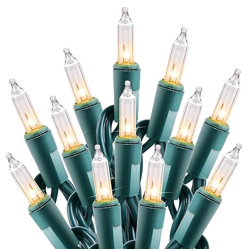Clear Christmas String Lights 100 Count 25 Feet Incandescent Bulb Mini Lights for Indoor Xmas Tree Garland Birthday Wedding Party Festival Decoration, Green Wire - Image 1