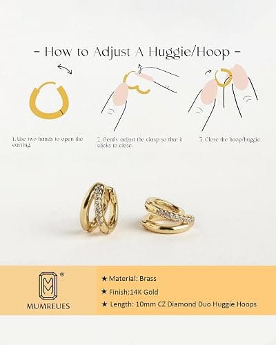 MUMREUES Gold Hoop Earrings for Women,14K Gold Plated Huggie Hoop Earrings for Gift thumbnail 6