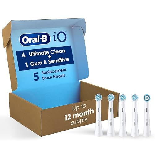 Oral-B iO Ultimate Clean Replacement Brush Heads, 5 Count, 4 Ultimate Clean + 1 Gum & Sensitive White - Image 1