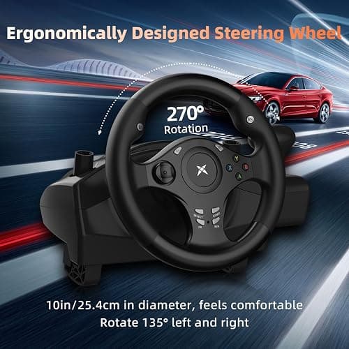 DOYO Racing Wheel, 270° Degree Driving Simulator Race Xbox Steering Wheel and Pedals with Dual Vibration, Gaming Steering Wheel for PC, PS4, Xbox One, Xbox Series X|S, PS3, Switch thumbnail 3