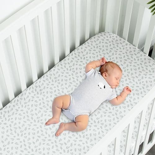Crib Sheets Fitted for Boys and Girls, 2 Pack Crib Sheet Fits for Standard Crib Mattress, Neutral Toddler Bed Sheets, Lovely Print, 52”X 28” thumbnail 2