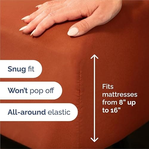 King Size 4 Piece Sheet Set - Comfy Breathable & Cooling Bed Sheets Set - Hotel Luxury Bedding for Women, Men, Kids & Teens - Deep Pockets, Easy-Fit, Super Soft & Wrinkle Free - Oeko-Tex - Terracotta thumbnail 3