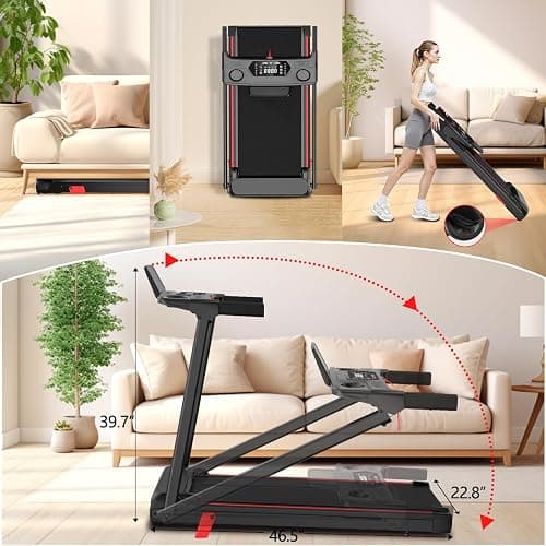 AoraPulse 3-in-1 Folding Treadmill with Incline & Handle, 3.0HP Brushless Motor, 330 lbs Capacity, LED Display, Portable Walking Pad Treadmill, Foldable Walking Treadmill for Home & Small Space thumbnail 2