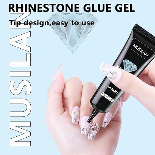 MUSILAN Nail Rhinestone Glue,Super Strong Rhinestones Gel Nail Glue for 3D Nails Beads Stickers Stones Crystals Diamond Art Jewels 3D Decorations Tools,Cured Need thumbnail 5