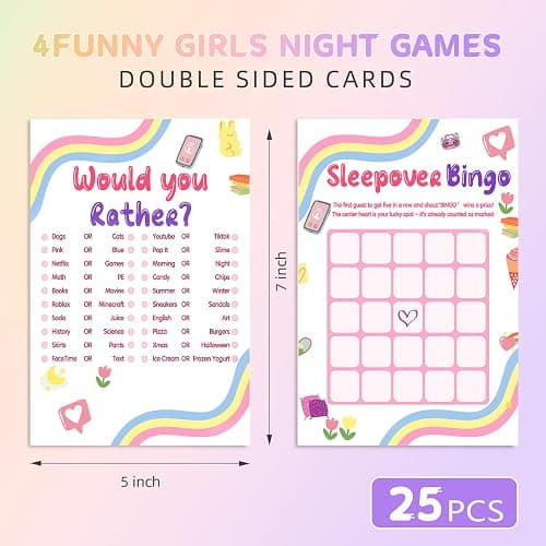 Mecholey Sleepover Party Supplies for Girls, 4Funny Girls Night Games Sleep Over Essentials for Slumber Party Supplies thumbnail 3