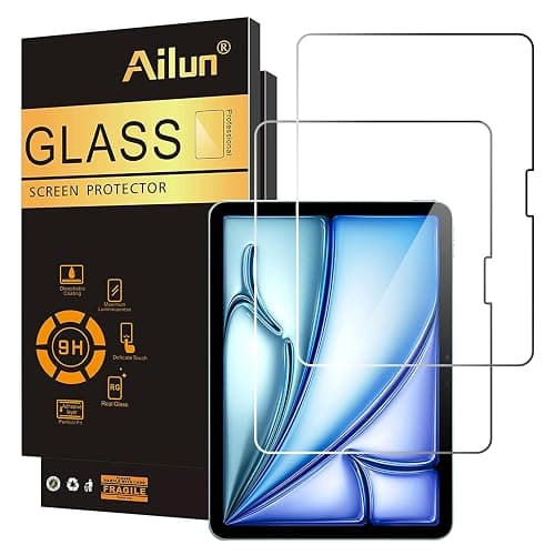Ailun Screen Protector for iPad Pro 11 inch 2025/2024 [6/5th Generation M5/M4], iPad Air 11 Inch 2025/2024 [7/6th Generation M3/M2],Tempered Glass Face ID Apple Pencil Compatible Case Friendly 2 Pack - Image 1
