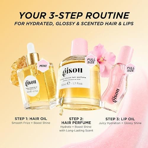 Gisou Honey Gloss Hydration Trio, Wildflower Honey Hair Perfume, Watermelon Sugar Lip Oil, Hair Oil, Shine-Boosting Set thumbnail 5