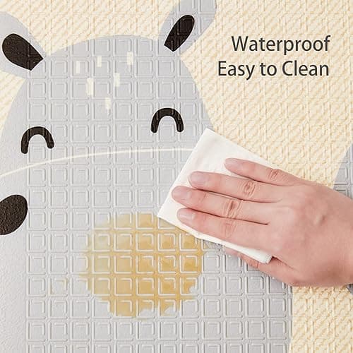 MLOONG Baby Play Mat, 71 * 59 * 0.4 Large Thick Playmat, Folding Portable Waterproof Reversible Double-Sided Crawling Mat, Baby Floor Mat for Infants and Toddlers, Easy to Clean (71*59*0.4in-Star) - Star - 71x59x0.4 inch thumbnail 7