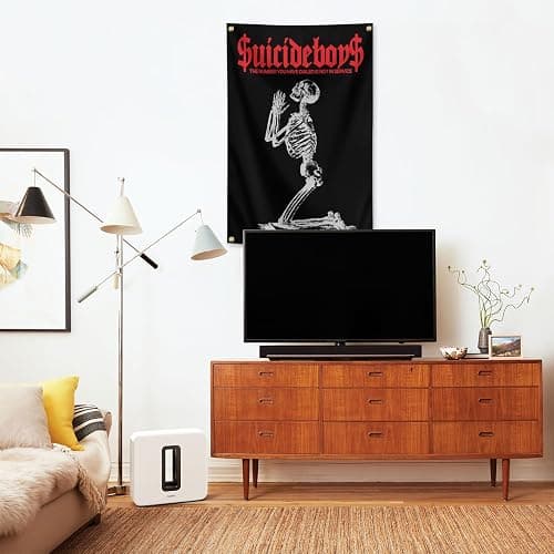 owpIa Horror Skull Tapestry Suicide Music Boys Flag 2x3ft for Room Teen Girls Indoor Outdoor Bedroom and College Dorm With 4 Brass Grommets thumbnail 7