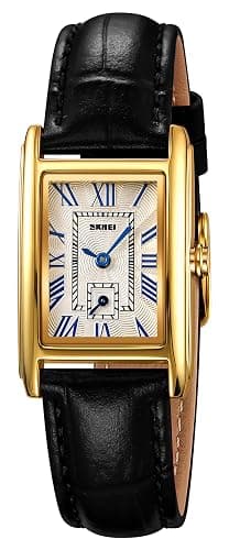 FANMIS Vintage Women's Rectangle Wristwatch Classic Ladies Analog Quartz Watch Ultra-Thin Ladies Bangle Bracelet Watch Female Business Dress Watches with Leather Strap thumbnail 2