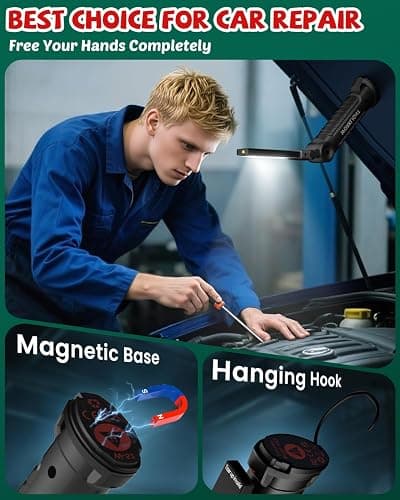 Coquimbo Mens Valentines Day Tool Gifts for Him Boyfriend Husband, Rechargeable LED Work Light BBQ Grill with Magnetic Base Hook, 360° Rotate Mechanic Flashlight Dad Birthday Gifts (2 Pack Black) thumbnail 4