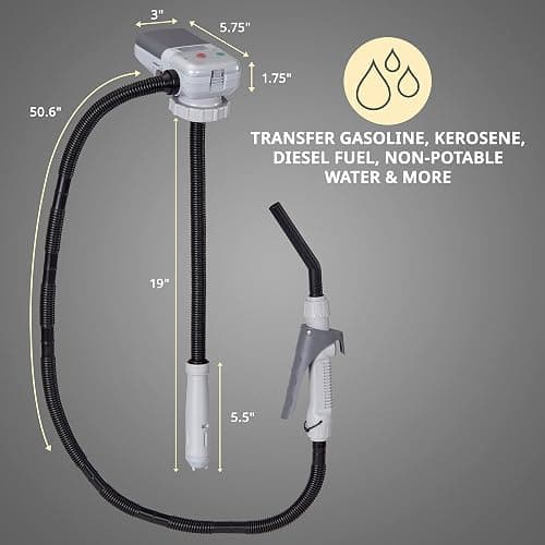 Deway Automatic Fuel Transfer Pump with Nozzle for Flow Control & Stop, Fits Most Gas Cans, Extra Long Hose, for Gasoline, Diesel Fuel & More thumbnail 5