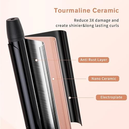 1 Inch Curling Iron with Clipped Tourmaline Ceramic Barrel Professional 1.25 Inch Hair Curler up to 450°F Dual Voltage for Traveling 60 Mins Auto Off Suit for Different (Black, 1 inch) thumbnail 4