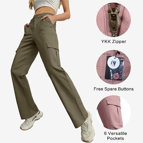 Lepunuo Cargo Pants for Women High Waisted Casual Pants Baggy Stretchy Wide Leg Y2K Streetwear with 6 Pockets thumbnail 4