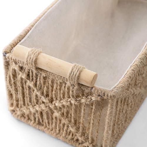 Mkono Macrame Storage Baskets Boho Decor Box Handmade Woven Decorative Countertop Toilet Tank Shelf Cabinet Organizer for Bedroom Livingroom Home, Set of 2, Brown thumbnail 7