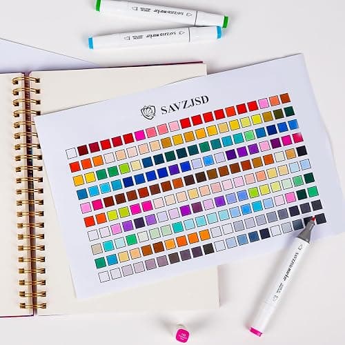 SAVZJSD 200 Colors Alcohol Markers, Alcohol Markers Set for Adults, Artists in Coloring, Sketching & Drawing (Fine & Broad) thumbnail 2