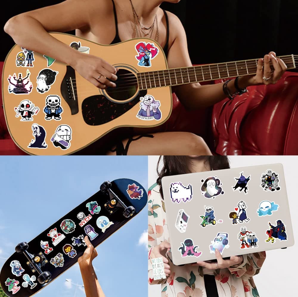 100 Pcs Undertale Stickers for Water Bottles, Skateboard, Luggage, Computer, Collectible Album, Car Stickers, Cute Laptop Stickers for Kids Teens Adults thumbnail 6