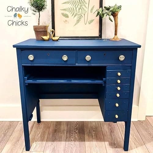 Chalky Chicks 16 Fl Oz Matte DC Blue Navy Blue Chalk Paint for Furniture Without Sanding - No Prep Furniture Paint No Sanding All in One for Crafts, Wood, Cabinet, Walls, Metal, Dresser, Farmhouse thumbnail 8