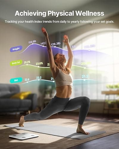 FITINDEX Smart Scale for Body Weight, FSA&HSA Eligible, Scale with BMI, Body Fat, Muscle Mass, Bluetooth,13 Body Composition Analyzer, Sync APP, Digital Bathroom, 400lb, White thumbnail 4