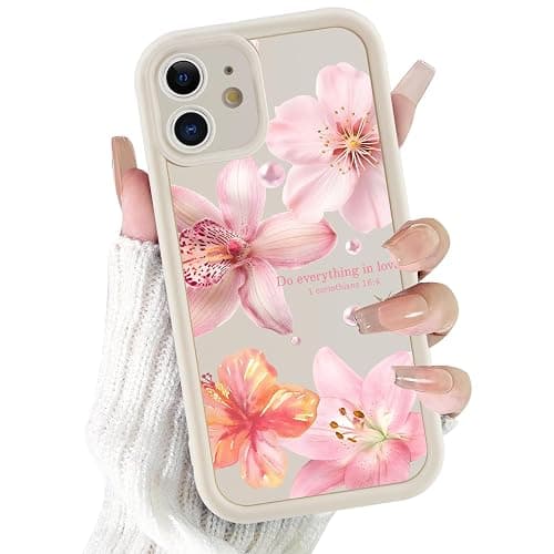 Coiwxmoi 2 Stück Handyhülle für iPhone 12 Hülle Blumen Hibiskus, Sommer Aesthetic Bunt Muster Design Mädchen Frauen Schutzhülle, Silikon Cover Erhöhte Displayränder Case 6,1",Rosa Flower thumbnail 4