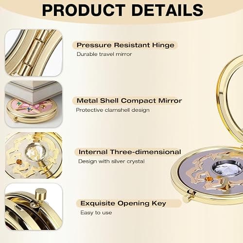 Saluaqui Anime Star Makeup Mirror, Cute Japanese Style Portable Folding Mirror with Crystal - 2.75 Inch Travel Purse Mirror, Unique Cosmetic Mirror & Cosplay Prop Gift for Women and Girls thumbnail 3