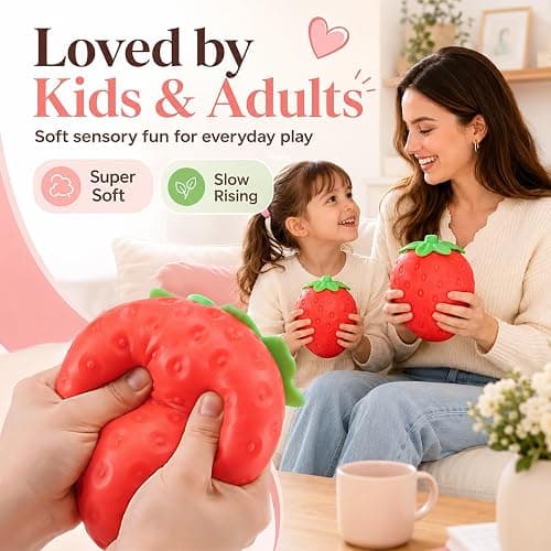 Strawberry Squishy, Strawberry Squishy Sensory Fidget Giant Jumbo Big Slow Rising Stress Ball Squeeze Toy Fruit Realistic for Relief, Adults Kids Gifts Party Favor (8 in Giant Strawberry) thumbnail 5