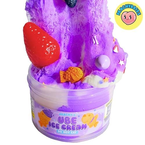 Peachybbies Ube Ice Cream Cloud Slime - Made in USA Premium, 100% Authentic, 7 oz, Scented for Kids, ASMR, Slime Charms, Fidget Toys thumbnail 3