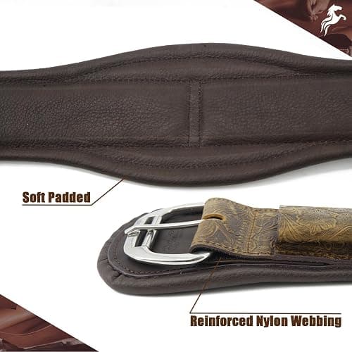 Jeereal Western Horse Cinch,Premium Full-Grain Leather Equestrian Horse Riding Western Durable Comfortable Soft Girth thumbnail 4