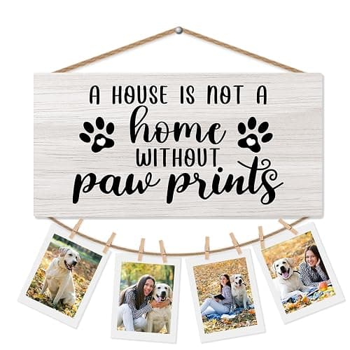 CGBHW Dog Gifts Picture Frame Photo Holder for Wall, Dog Mom Dad Lovers Owner Gifts for Women Men, Pet Lovers Gift, a House Is Not a Home Without Paw Prints Hanging Photo Display Wall Decor - Image 1
