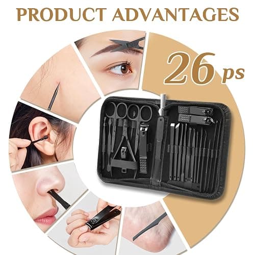 MINKINH Manicure Set Professional Nail Clipper Kit-26 Pieces Stainless Steel Manicure Kit,Nail Care Tools with Luxurious Travel Case Nail Grooming Kit Present for Men Husband Boyfriend Parent thumbnail 7