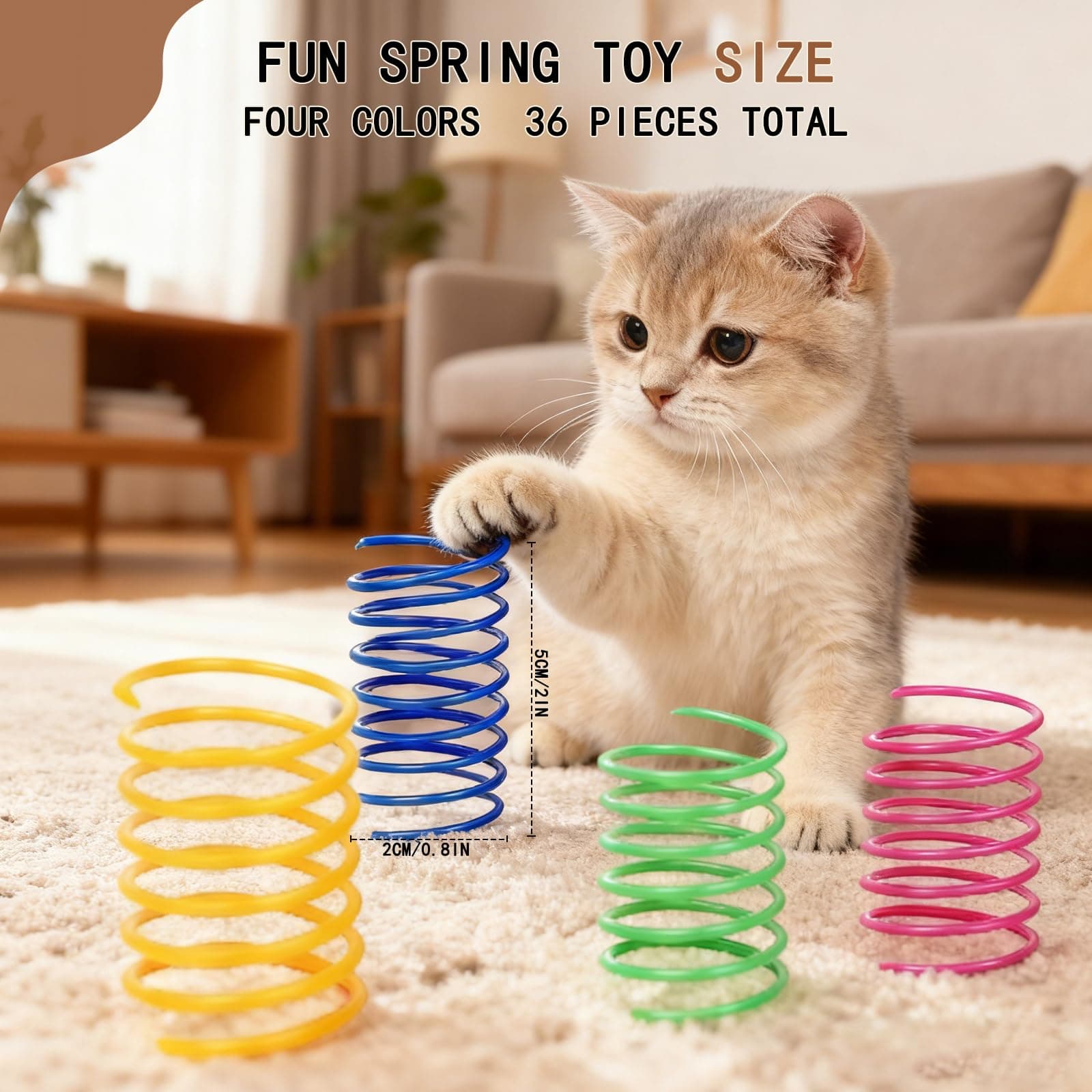 36-Piece Cat Spring Toy Set — A Must-Have Enrichment Cat Toys for Indoor Cats, Solving All Needs for Interactive Cat Toys, Kitten Toys, and Cat Enrichment in One Box. thumbnail 2