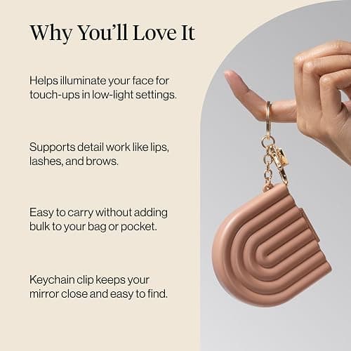 Kitsch Compact Mirror Keychain – Travel Makeup Mirror with Lights, Small Lighted Dual-Magnification Pocket Mirrors, USB-Rechargeable, Ideal for Your Touch-Ups While On Travel – Terracotta thumbnail 6