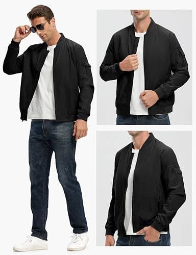 Rdruko Men's Lightweight Bomber Jacket Causal Fashion Stylish Windbreaker Light Jacket thumbnail 7