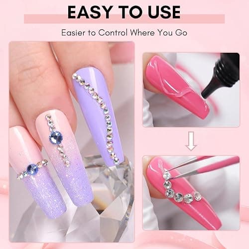 Makartt Nail Rhinestone Glue, Super Strong Gel Nail Glue for Rhinestones, 3D Art Design Charms and Gems, for Jewel Crystal Beads Gems Diamonds, UV/LED Need, Easy Use, 15ML thumbnail 3