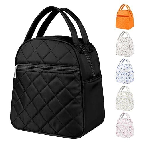 Paquesta Lunch Bag Women Stylish Quilted Lunch Boxes for Adult | Fit and Fresh Cooler Insulated Lunchbox for Work Large 11 Liters Cute Compact Lunchbag Waterproof Black - Image 1