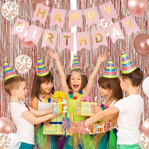 13th Birthday Decorations for Girls, Rose Gold 13th Birthday Banner, Balloon, Cake Topper, Sash and Crown, Happy 13th Birthday Party Decorations for Girls thumbnail 2