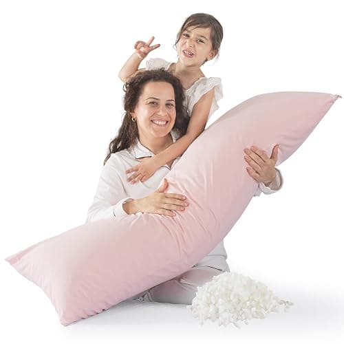 WhatsBedding Memory Foam Body Pillow with Removable Zippered Pillow Case - Pink - Image 1