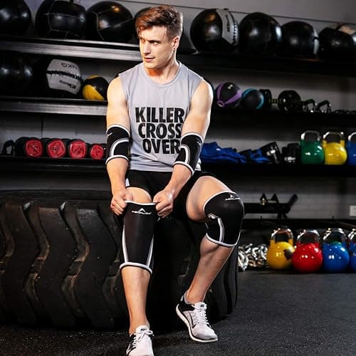 AEOLOS Knee Sleeves (1 Pair)，7mm Compression Knee Braces for Heavy-Lifting,Squats,Gym and Other Sports (Large, Black) thumbnail 6