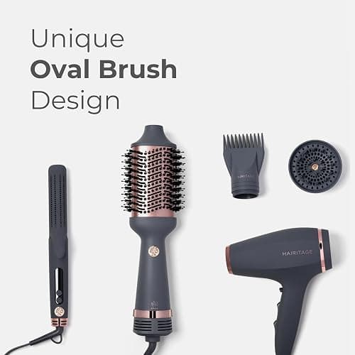 Hairitage Volumizing One Step Blow Dry Brush + Hair Dryer for Curling + Straightening - Ceramic Tourmaline Blowout Brush + Volumizer - Hair Styler for Smooth Shiny, Frizz-Free Styles - Matte Grey thumbnail 6