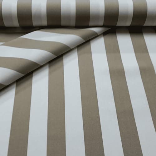 Ferrero Tejidos - Tela de TOLDO CON TEFLÓN LISTADO 5CM. Ancho 3.20 metros. Largo a escoger de 1 a 1 m en una sola pieza. Para exterior impermeable protección UV tapizar resistente (501 Beige) - Image 1