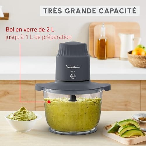 Moulinex Choppeo, Hachoir avec bol en verre, Capacité utile de 1L, Verre borosilicate, 2vitesses, Java Pepper DJ602110 thumbnail 4