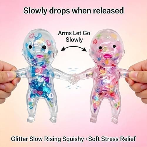 12pcs Baby Squishies Glittery, Mini Squishies Babies Dancing, Squeeze Toys and Moldable Slow Rise Relaxing Sensory Fidget Stress Toy, Ideal for Birthday Gifts, Party Favors, Classroom Prizes thumbnail 3