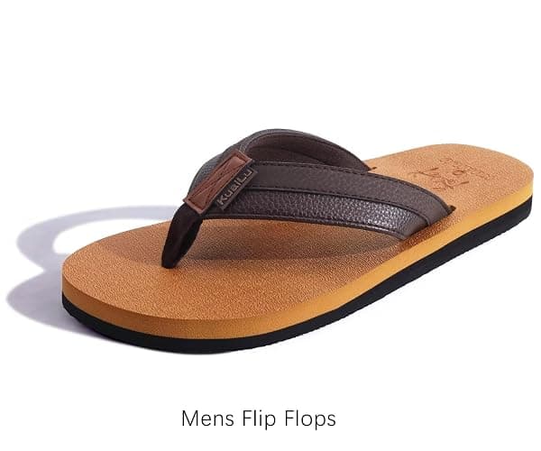 KuaiLu Men's Yoga Mat Leather Flip Flops with Arch Support Comfortable Cushion Walking Thong Sandals Slip On Indoor Outdoor thumbnail 7