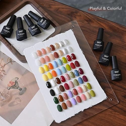 GAOY 36 Pcs Gel Nail Polish Set, 32 Colors All Season Gel Polish Kit Red Black White Nude Glitter with 4 Pcs Soak off Base Glossy Matte Top Coat & Builder for Nail Art DIY Manicure at Home thumbnail 5