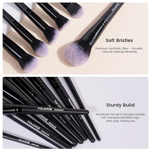 MAANGE Makeup Brush Set 38 Pcs Premium Synthetic Makeup Brushes For Foundation Powder Concealers Blush Eye shadows Make up Brushes Kits - Black thumbnail 3