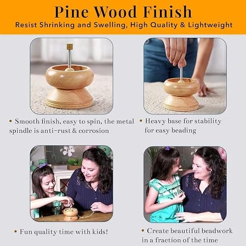 Shop LC Seed Bead Spinner for Jewelry Making Kit Clay Bead Spinner with Big Eye Beading Needle & 3mtr Wire - Necklace Bracelet Maker Wooden Birthday Christmas Gifts - Pinewood thumbnail 6
