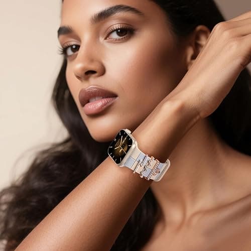 Silicone Strap for Apple watch band 38mm 40mm 41mm 42mm 44mm 45mm 46mm 49mm with Bling Bee Charms, Soft Sport Bracelet for iWatch Bands Series 11 10 9 8 7 6 5 4 3 SE SE2 SE3 Ultra for Women thumbnail 7