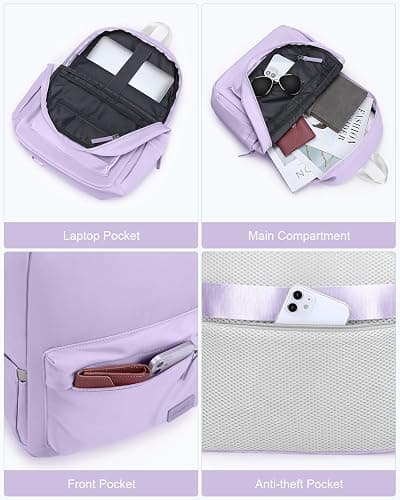 HOMIEE Lightweight Stylish Casual Backpack, Laptop Backpack Water-Resistant Daypack, Travel/School/Casual/Work Backpack (Violet) thumbnail 4