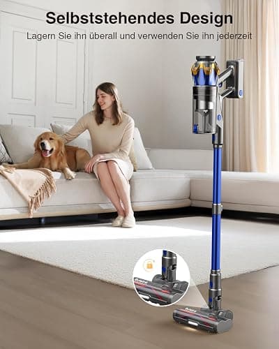 Akku Staubsauger 45000Pa/550W/65Min, 1,6L Staubsauger Kabellos mit Display, Anti-Tangle-Bürste, Selbststehend, Wandladestation, 8-Schicht-Filtration, Ultraleise, für Tierhaare/Teppiche/Hartböden/Auto thumbnail 8