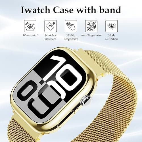 Waterproof Stainless Steel Milanese Band with Case Compatible for Apple Watch 38mm 40mm 41mm 42mm 44mm 45mm 46mm 49mm Women/Men,Magnetic Strap for iWatch Series 11 10 9 8 7 6 5 4 3 2 1 SE SE3 Ultra2/3 thumbnail 4